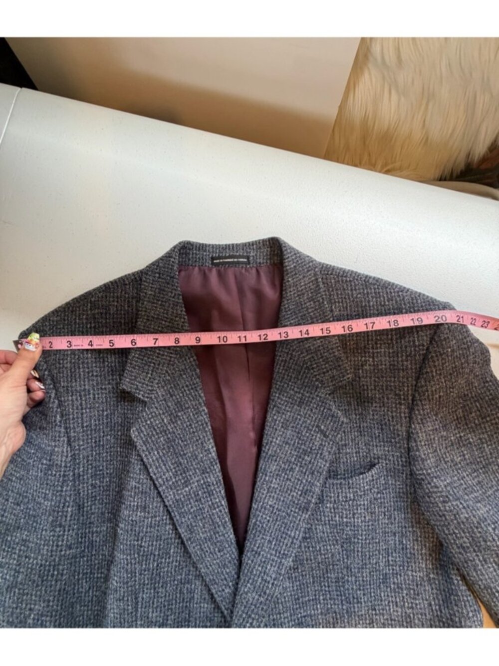 Vintage Harris Tweed Mens Blue Gray Herringbone Suit Jacket Wool sz 44 Long 44L - Picture 8 of 15